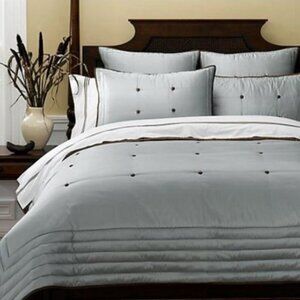 Restoration Hardware Queen Tufted Silk Quilt in Eucalyptus & Chocolate.  GUC.